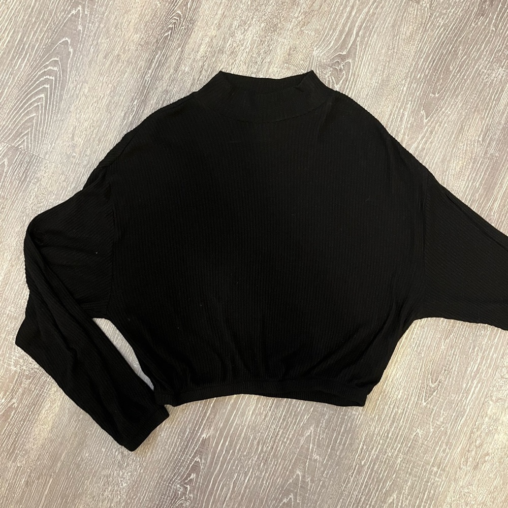 Garage Black Ribbed Knit Top